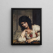 Dama sul seno con una rosa - Julius Schrader — quadro incorniciato alla parete