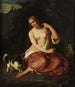 Demi-nudo di una giovane ragazza con un cane - Julius Schrader — vista dell’opera