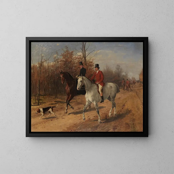 Sortie per la caccia alla braccata - Julius von Blaas — quadro incorniciato alla parete