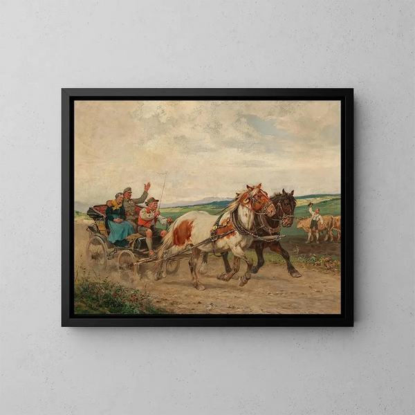 Il ritorno a casa - Julius von Blaas — quadro incorniciato alla parete