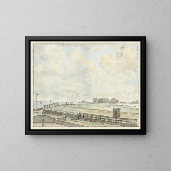 Vista della diga vicino ad Amsterdam - Jurriaan Andriessen — quadro incorniciato alla parete