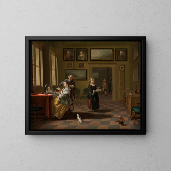 Alla toilette del mattino - Justus Juncker — quadro incorniciato alla parete