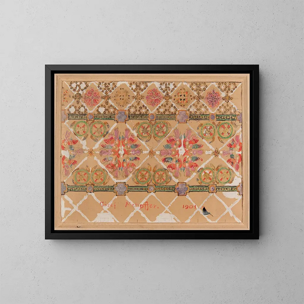 Progetto di decorazione dipinto del soffitto della cattedrale dell'Assunzione della Vergine Maria a Płock - Józef Mehoffer — quadro incorniciato alla parete