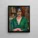 Ritratto di una donna con maglione verde - Józef Pankiewicz — quadro incorniciato alla parete