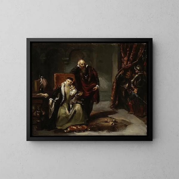 Catherine Jagellon con suo figlio Sigismondo imprigionato al castello di Gripsholm - Józef Simmler — quadro incorniciato alla parete