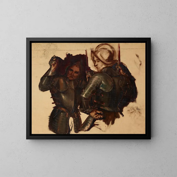Studio di figure di guardie armate per il quadro Catherine Jagellon nella prigione di Gripsholm - Józef Simmler — quadro incorniciato alla parete