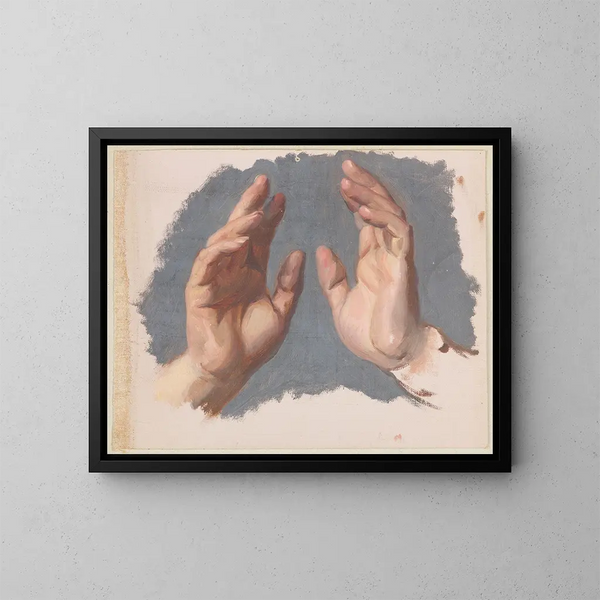 Studio delle due mani dell'arcivescovo per il quadro Il giuramento della regina Jadwiga - Józef Simmler — quadro incorniciato alla parete