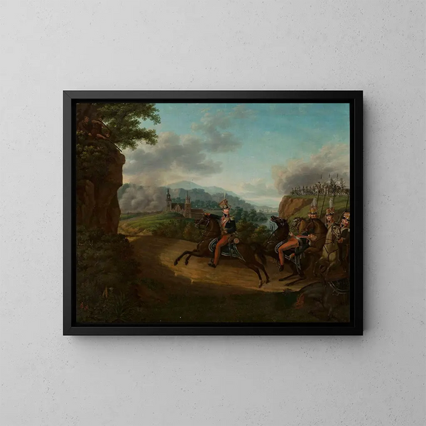 Kozietulski che guida uno squadrone nel passo di Somossiera - Józef Sonntag — quadro incorniciato alla parete