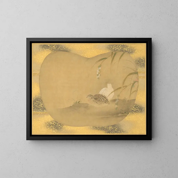 Sauvagine e quaglia - Kanō Tsunenobu — quadro incorniciato alla parete