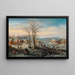 Paesaggio invernale con numerose figure in un villaggio - Karel Beschey — quadro incorniciato alla parete