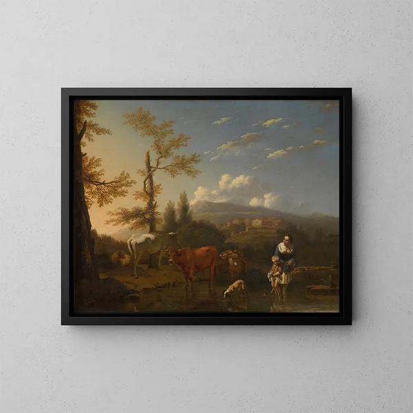Paesaggio italiano - Karel Dujardin — quadro incorniciato alla parete