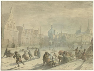 Galgewater à Leyde avec divertissements sur glace - Karel Slabbaert — vista dell’opera