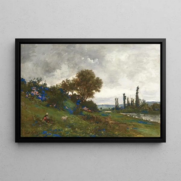 Karl Daubigny - Shepherdess On The Banks Of The River.webp