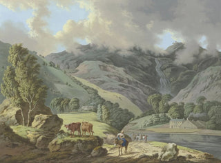 Karl Franz Kraul - Berglandschaft mit einem Wasserfall und Flchen im Vordergrund.webp