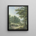 Pascolo recintato nella foresta con un abbeveratoio per bestiame in primo piano - Karl Franz Kraul — quadro incorniciato alla parete
