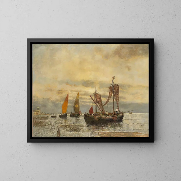 Bragozzi veneziani - Karl Heffner — quadro incorniciato alla parete
