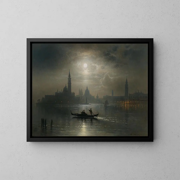 Venezia, luna piena su Santa Maria della Salute - Karl Heilmayer — quadro incorniciato alla parete