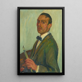Karl Krebs - Selfportrait with paintbrush and palette.webp