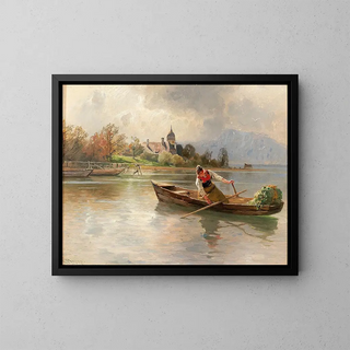 Paesaggio del Chiemsee - Karl Raupp — quadro incorniciato alla parete