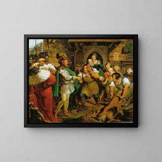 L'Imperatore Massimiliano visita gli artigiani - Karl Russ — quadro incorniciato alla parete