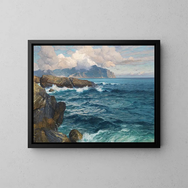 Atmosfera della sera a Nervi - Karl Theodor Boehme — quadro incorniciato alla parete