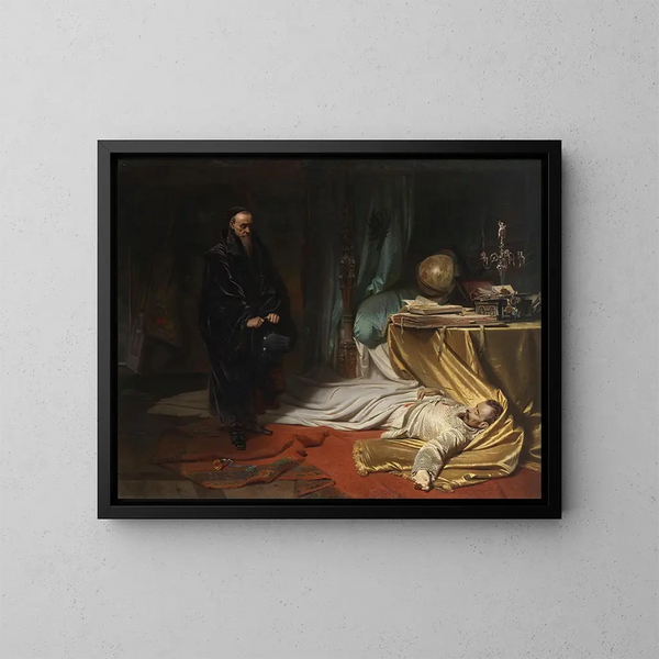 Seni davanti al corpo di Wallenstein - Karl Theodor von Piloty — quadro incorniciato alla parete