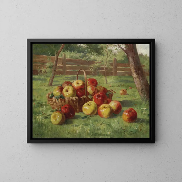 Raccolta delle mele - Karl Vikas — quadro incorniciato alla parete