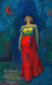 Sans titre femme en robe jaune-rouge - Karl Wiener — vista dell’opera