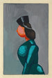 Sans titre femme en robe verte avec coiffe noire - Karl Wiener — vista dell’opera
