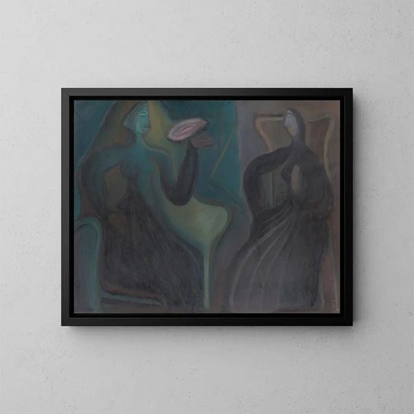 Donne sedute - Karol Polnyi — quadro incorniciato alla parete