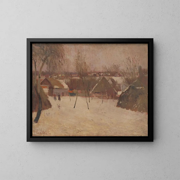 Village in inverno - Karol Pongrácz — quadro incorniciato alla parete