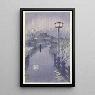 Kasamatsu Shir - Avondregen bij de Shinobazu vijver.webp