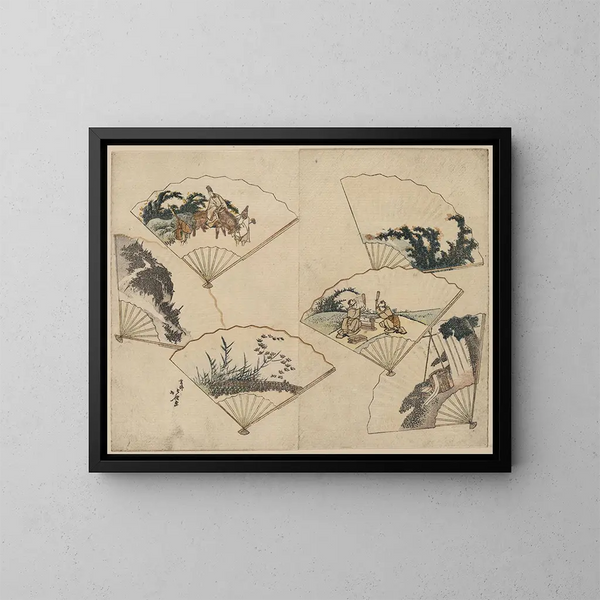 Il bagno di Mutamagawa - Katsushika Hokusai — quadro incorniciato alla parete