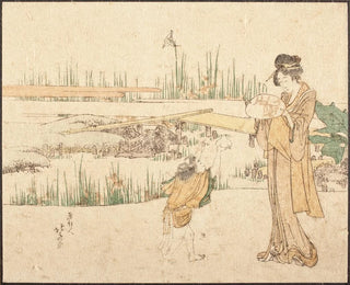 Katsushika Hokusai - Woman and Child in a Garden fragment of Goldfish Vendor.webp