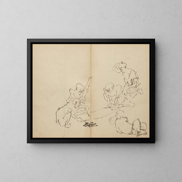 Calligrafia nel calore - Kawanabe Kyōsai — quadro incorniciato alla parete