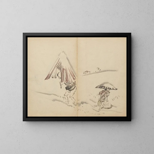 Figures dans la neige - Kawanabe Kyōsai — quadro incorniciato alla parete