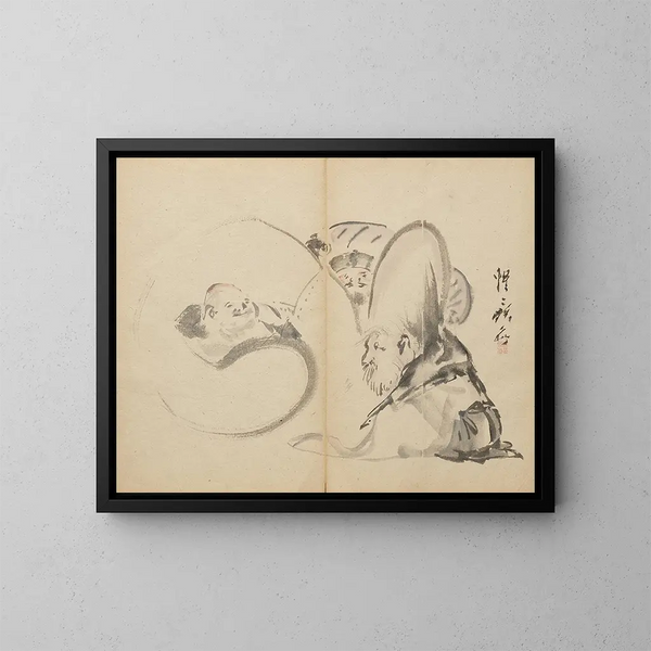 Dei dei della buona fortuna - Kawanabe Kyōsai — quadro incorniciato alla parete