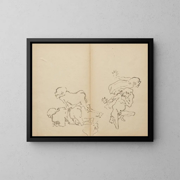 Concorso di peti di anziani - Kawanabe Kyōsai — quadro incorniciato alla parete