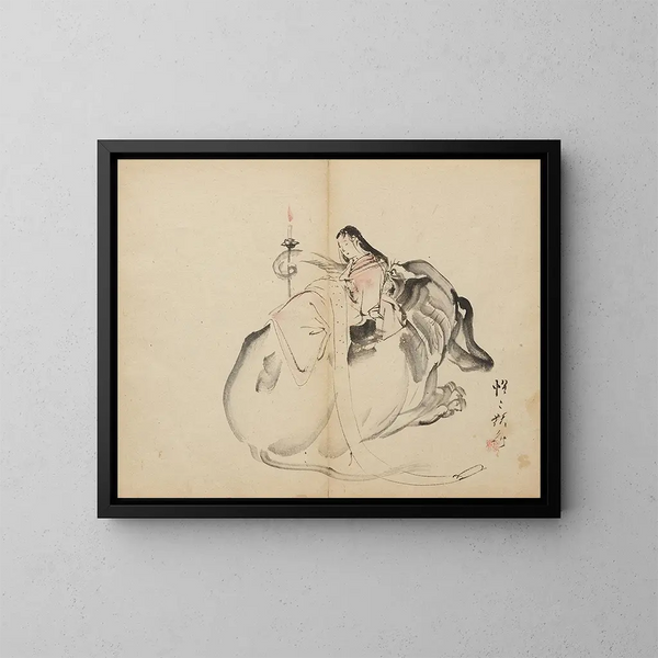 Monju in piedi - Kawanabe Kyōsai — quadro incorniciato alla parete