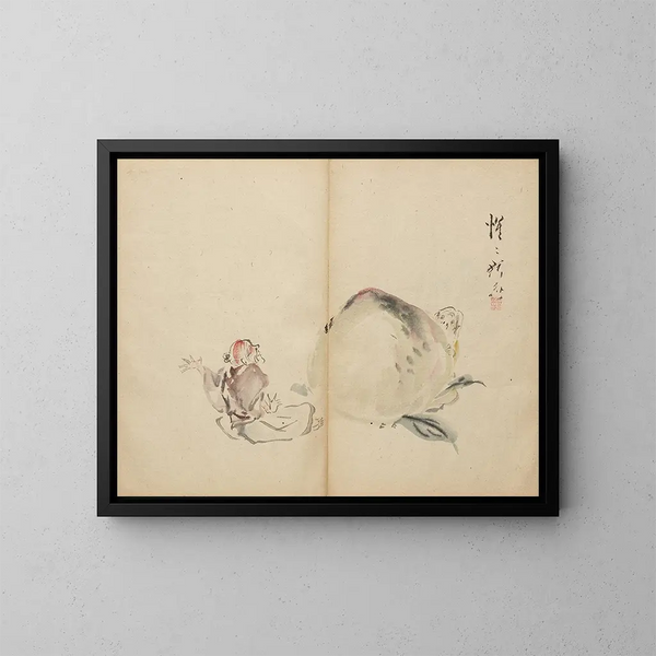 Il ragazzo pescato - Kawanabe Kyōsai — quadro incorniciato alla parete