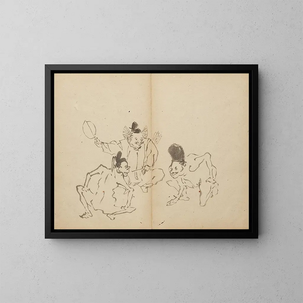 Match di lotta - Kawanabe Kyōsai — quadro incorniciato alla parete
