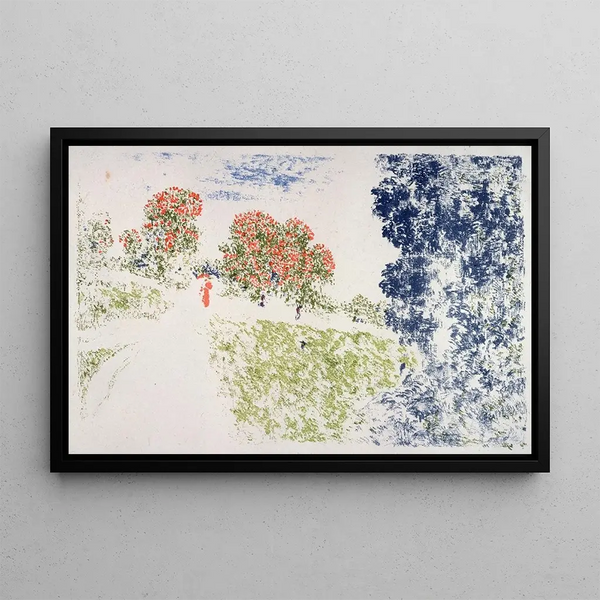 Donna in rosso in un paesaggio - Ker Xavier Roussel — quadro incorniciato alla parete
