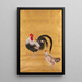 Un rotolo giapponese raffigurante un gallo e una gallina - Kishi Ganku — quadro incorniciato alla parete