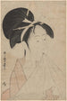 Tête de femme tenant une serviette dans sa bouche - Kitagawa Utamaro | Reproduction — vista dell’opera
