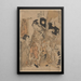 Due donne e un uomo che portano una scatola di samisen nera - Kitagawa Utamaro — quadro incorniciato alla parete