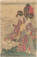 Due donne con bambini sul mare - Kitagawa Utamaro — vista dell’opera