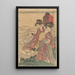 Due donne con bambini sul mare - Kitagawa Utamaro — quadro incorniciato alla parete