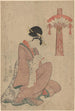 Femme avec rouleau - Kitagawa Utamaro — vista dell’opera