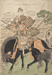Kajiwara Genta Kagesue sur un cheval noir - Kitao Shigemasa — vista dell’opera