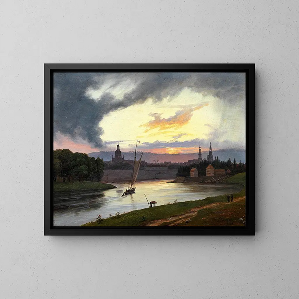 Dresde al tramonto - Knud Baade — quadro incorniciato alla parete